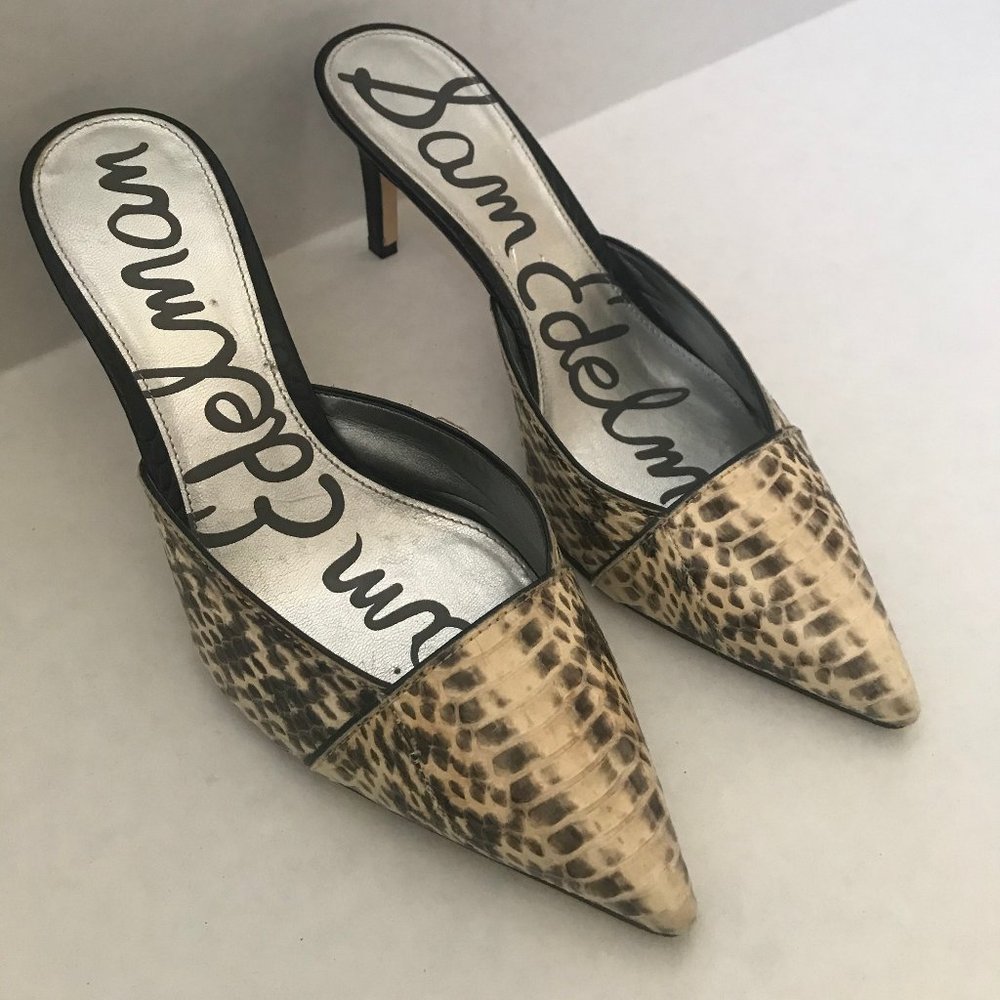 Sam Edelman Odelia Snakeskin Print Mules Size 9M